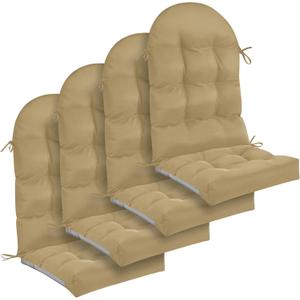 Geelin 4 Pcs Outdoor Patio Chair Cushion Thick High Back Adirondack Chair Cushion Tufted Weather & Fade Resistant Anti-Slip Outside Rocking Chairs Pads with Ties, 44 x 19 x 4 Inch (Brown)