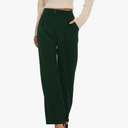 FUNYYZO Wide Leg Pants Women's High Elastic Waisted in The Back Business Work Trousers Long Straight Suit Pants Size M