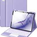Harvopu for iPad Air 13 Inch & Pro 12.9 Case with Keyboard - Multi-Touch Trackpad, 7 Colors Backlit, Detachable Keyboard Cover for iPad Pro 12.9 (6th, 5th, 4th, 3rd gen), Air 13 M4/M3/M2 (Purple)