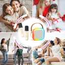Mini Karaoke Machine for Kids Adults, 2026 TOP Birthday Gifts for Girls Boys 3,4,5,6,7,8+Year Old Toddler Toys, Portable Bluetooth Speaker with 2 Wireless Karaoke Microphones Player (Light Beige)