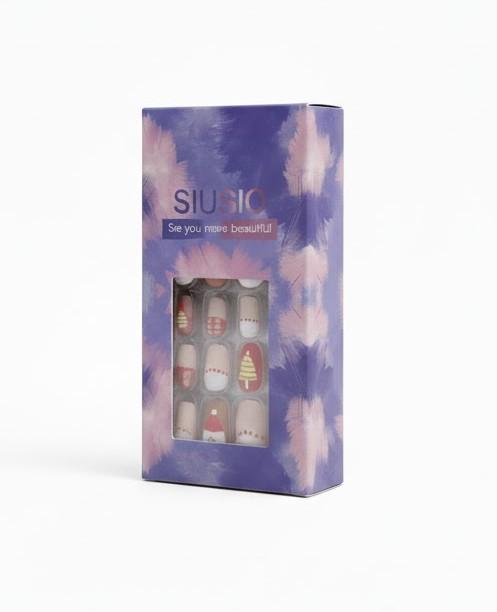 SIUSIO 1 Pack Children Acrylic Fake Nails Press on Cute Pre-glue Full Cover 