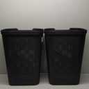 Mind Reader 60L Slim Laundry Hamper, Clothes Basket, Lid, Ventilated, Plastic, 17.25"L x 13.75"W x 23.5"H, Set of 2, Black