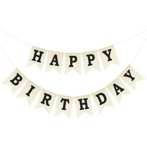 Anwyll Happy Birthday Banner - NO DIY Burlap Happy Birthday Banner Sign Happy Birthdays Party Decoration Happy Birthdays Banners Bunting for Women Men Girl Boy Celebration Party Backdrops (Black)