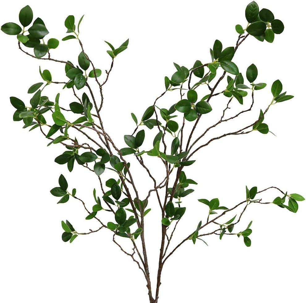 Htmeing Artificial Eucalytus Green Branches Faux Ficus Twig Home Office Shop Decoration (2PCS)