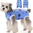 BRKURLEG Small Dog Recovery Suit After Surgery Female Male, Abdominal Wound Protection, Back Zipper Spay Recovery Suit for Dogs & Cats, Soft Anti-Licking Puppy Onesie Pajamas, Cone Alternative, M (Blue Heart Shape)