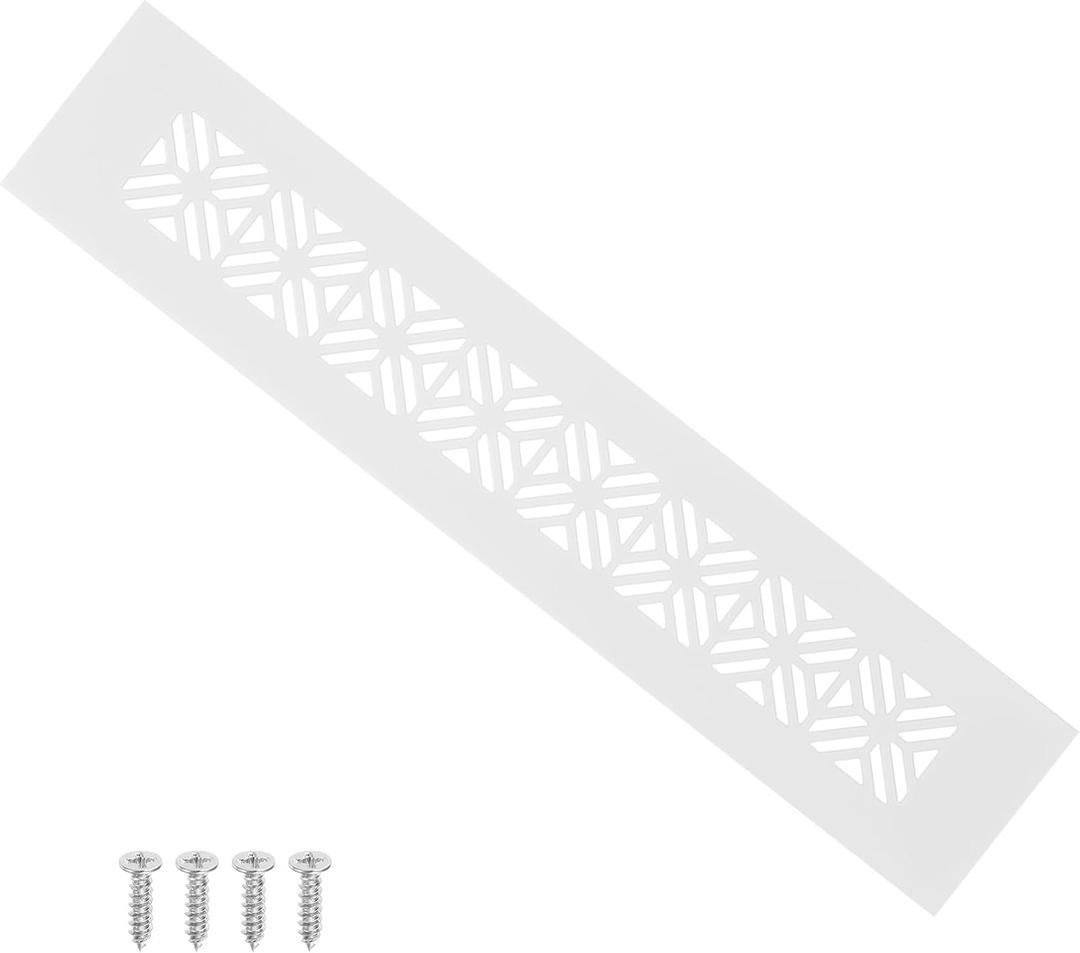 PATIKIL 10 x 2 Inch Door Air Vent Cover, Heavy Duty Aluminum Grille Ventilation Cover Louvered with Mounting Screws for Cabinet Wardrobe Door, White