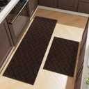 hicorfe Kitchen Rugs and Mats Sets,2 Pieces Super Absorbent Polypropylene Non-Slip Rug, Soft Comfort Floor Mat, Washable for Kitchen, Hallway, Office, Sink, Laundry(24" x 35"+24" x 71",Coffee)