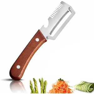 4 x Multifunctional Vegetable PeelerWith wooden handle & bottle opener and grater 3 in 1 kitchen gadgets for potatoes pumpkinsp garlic sugarcane pineapples carrots and other vegetables or fruits