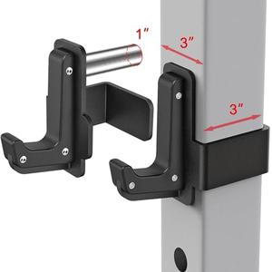 SELEWARE Steel J Hooks for Power Cage Squat Rack Attachment for 3" x 3" Square Tube with 1" or 5/8" Hole Rack, Barbell J-Hook Holder for Power Rack, J Cups Set of 2 only 1