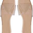 Verdusa Clear Sandals For Women Square Toe Slides Summer Slip On Flat Sandals (8, Apricot)