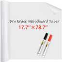FreeNook White Board Paper with 2 Markers, Dry Erase Contact Paper, Peel and Stick Whiteboard Sticker, Self-Adhesive White Board Roll Wallpaper for School/Office Work/Home/Kids Drawing (17.7"×78.7")