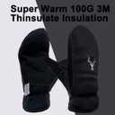 SKYDEER Winter Mittens with Soft Deerskin Suede Leather & Thermal Polar Fleece & Warm C100G 3M Thinsulate Insulation SD5171M (Black, XL)