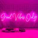 Good Vibes Only Neon Signs for Wall Decor -56.57" x 13.5" Pink large Neon Sign LED Art Decorative Lights with Dimmable for Bedroom Home, Club Bar and Party Decor