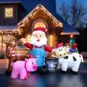 8ft Long Christmas Inflatables Santa Farm Scene Decorations Built-in LED Lighted Blow Up Decoration Home Yard Outdoor Indoor Garden Lawn Decor