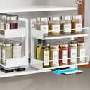 iSPECLE 2 Pack Pull Out Spice Rack - Rotate Peel and Stick No-Drill Vertical Spice Rack Organizer for Cabinet Easy Access Spices, Adjust Height for 4oz to 8oz Spice Jars, Fits Small Pantry Cabinet