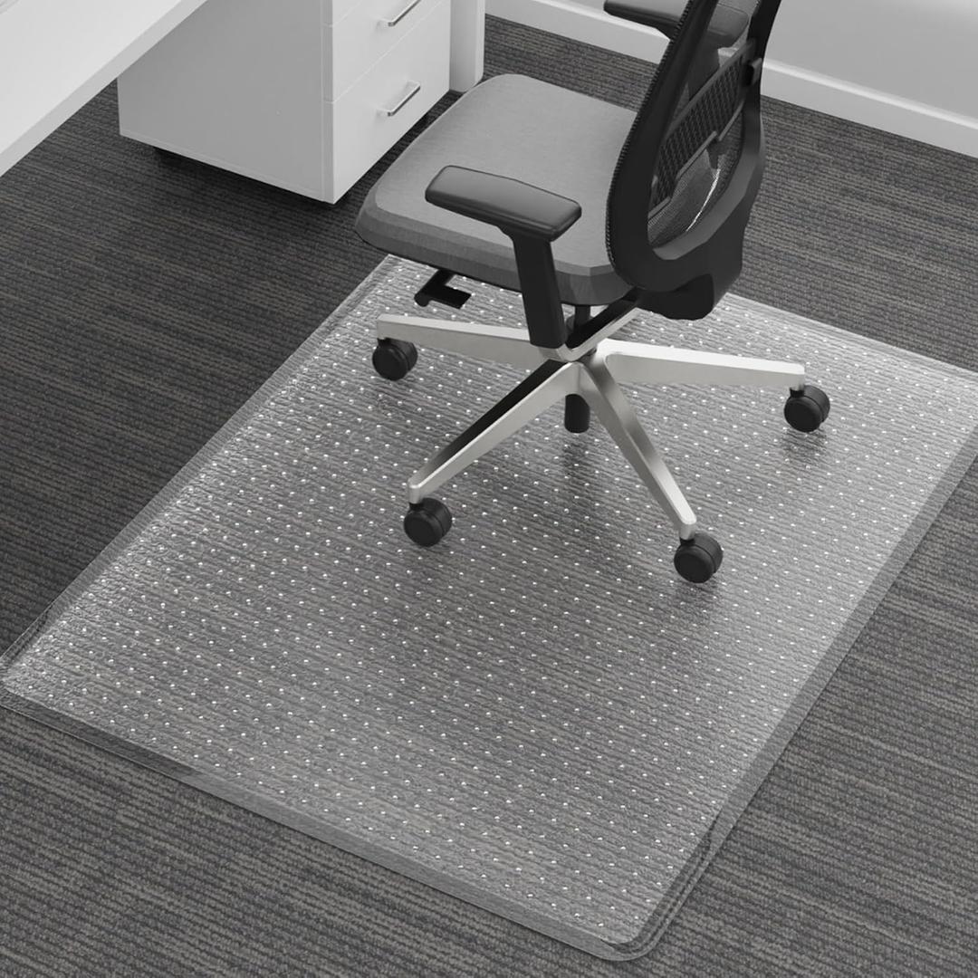 Chair Mat for Carpet, 36" x 48" Easy Glide Desk Chair Mat for Carpeted Floors, Beveled Edge Vinyl Mat with Grips, Heavy Duty Carpet Protector for Home Office, Clear