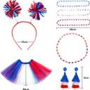 Hicarer 6 Pcs 4th of July Tutu Set Women Red White and Blue Accessories 250th Tutu Patriotic Costume Independence Day Favors
