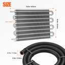 8 Pass Aluminium Transmission Oil Cooler, 5/16" Universal 8 Rows Tube amd Fin Cooler Kit engine with Hose Mounting, Silver