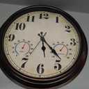 JENLYSTIME 16 Inch Dark Brown Vintage Wall Clock with Thermometer & Hygrometer - Waterproof Decorative Indoor/Outdoor Clock with Large Numerals & Silent Sweep Movement - Ideal for Porch, Garden, Pool