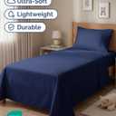 Twin Size 3 Piece Sheet Set - Comfy Breathable & Cooling Sheets - Hotel Luxury Bed Sheets for Women & Men - Deep Pockets, Easy-Fit, Extra Soft & Wrinkle Free Sheets - Navy Blue Oeko-Tex Bed Sheet Set