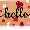 Blosssound Valentine's Day Doormat 17x29 Inch Welcome Rugs Coir Decorative Kitchen Mats Non Slip Entrance Floor Rugs for Indoor and Outdoor Home Decor Supplies(Hello)