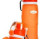 Kemier Collapsible Silicone Water Bottles-750ML,Medical Grade,BPA Free Travel Water Bottle Can Roll Up,26oz,Leak Proof Foldable Sports & Outdoor Water Bottles (Orange)
