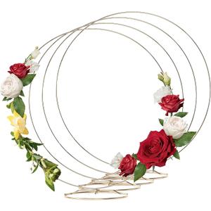HOHIYA 20" Gold Metal Floral Hoop Stand 4 Pack Heavy Duty 4mm Craft Rings for Wedding Decor Table Centerpieces Dream Catcher and DIY Wall Hanging