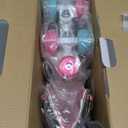 LIKU Quad Roller Skates for Girl and Women with All Wheel Light Up,Indoor/Outdoor Lace-Up Fun Illuminating Roller Skate for Kid (J12-J13, Shiny)