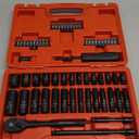 1/4" Ratchet Wrench Socket Set 65 Piece, Metric Shallow Socket (4-15mm) and Deep (4-15mm), with 72-Teeth Ratchet, Screwdriver Bit Set, Small Tool Kit for Home Use and Automotive Repair