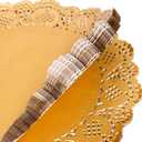 14 Inch 100 Pcs Round Lace Gold Paper Doilies Gold Foil Paper Placemats Doily Paper Pad for Cakes Crafts Party Weddings Tableware Decor