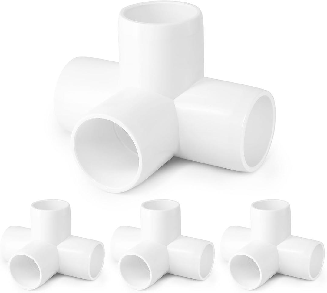 4 Way PVC Pipe Fittings 1 Inch, Zernmiarder White PVC Elbow Corner Side Outlet Tee Fitting, SCH40 Furniture Grade Pipe Connectors - Fits 1" Polyvinyl Chloride Pipes, 4 Pieces