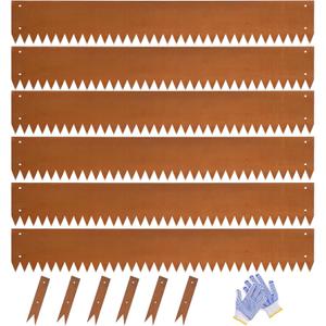 Corten Steel Landscape Edging Metal Edging Landscaping Garden Edging Steel Landscaping 40 Inch Strips 8 Inch Lawn Edge Border Rust Patina Hammer-in for Yard Lawn 6 pcs