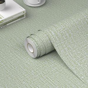 WADILE Grasscloth Peel and Stick Wallpaper 23.6in x 118in, Textured Contact Paper for Cabinets, Faux Linen Wall Paper Pull and Stick, Fabric Vinyl Wallpaper Self Adhesive Light Green