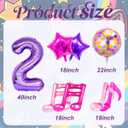 9Pcs Kpop Birthday Decorations - Kpop Music Balloons Hot Pink Music Note Balloons - 40 Inch Purple Number 2 Balloon for Disco Party Decor - K pop Music Themed Birthday Party Decorations