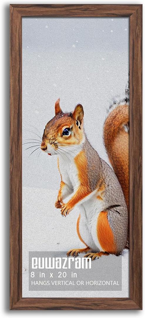 Rustic Walnut 8x20 Frame - Single Frame, 8 x 20 Poster Frame for Artwork, Puzzles, Photos and Movie Posters Picture Frames