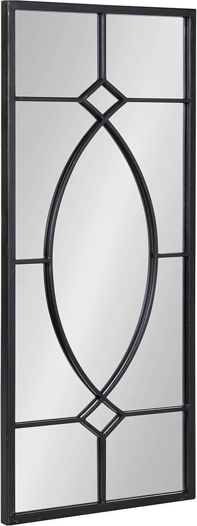 Kate and Laurel Bakersfield Farmhouse Wall Mirror, 13 x 30, Black, Traditional Metal Framed Mirror for Wall