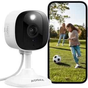 2K Security Camera Outdoor-2.4Ghz WiFi Indoor Camera with Phone App for Baby/Pet/Dog Monitoring, Color Night Vision with Motion Alert, 24/7 SD Recordings, Works with Alexa/Google Home, C1-White