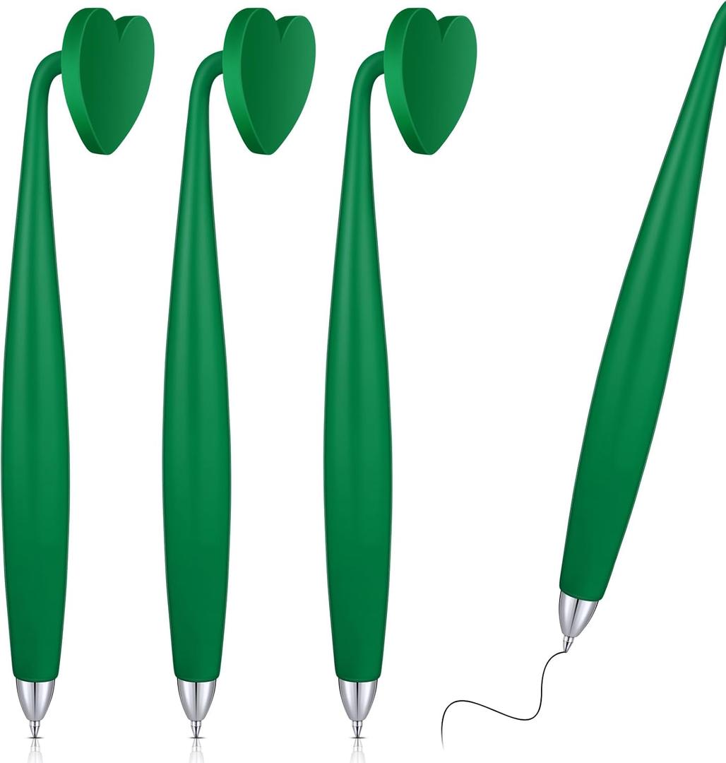 Glenmal 3 Pcs Magnetic Pens Black Ink Funny Wiggle Pen Heart Shape for Fridge and Other Magnetic Surfaces, Gifts Office Supplies(Green)
