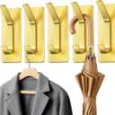 Auxmir 5 Pack Self Adhesive Hooks for Hanging 15lb, Wreath Hanger for Front Door, Stainless Steel Towel Hooks for Wall, Waterproof Rustproof Adehesive Coat Hooks for Bathroom Kitchen Office RV, Gold (3.15"x1.18"-Gold)