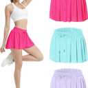 EXARUS 3 Pack Women's Butterfly Shorts Flowy Athletic 2 in 1 Running Workout Tennis Skirt Skorts Gym Preppy (XL, Women-hot Pink/Blue/Purple) 