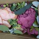 Pre-Made Flower Table Centerpieces for Dining Room Wedding Artificial Peony Table Decorations Wood Tray with Fake Flowers for Living Room Party Bar Kitchen Table(Dusty Mauve & Blush Pink)