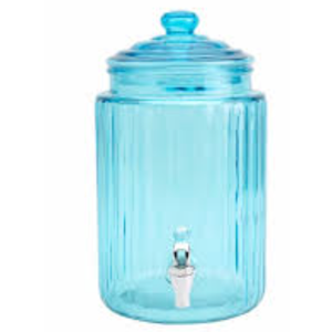 Classic Hammered Glass Ice Cold Beverage Drink Dispenser Durable Glass Vintage Cobalt Blue- Large 1.53Gallon with Spigot Wide Mouth Easy Filling For Outdoor, Parties & Daily Use