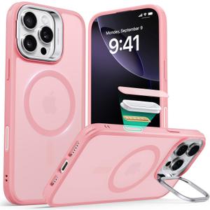 ESR for iPhone 16 Pro Max Case,Camera Control Button Compatible with MagSafe, Military-Grade Protective Case, Built-in Stash Stand Phone Case, Classic Series, Frosted Pink