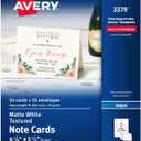 Avery Printable Note Cards with Envelopes, 4.25" x 5.5", Textured White, 50 Blank Note Cards for Inkjet Printers (03379)