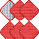 Joyhalo 6 Pack Pot Holders for Kitchen,Cotton Oven Holder with Great Heat Resistance,Non Slip Hot Pads for Kitchen Clearance,Red