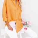 siliteelon Button Down Shirts for Women Dress Shirts Cotton Long Sleeve Collared Blouse Work Business Casual Tops (Yellow, XS)