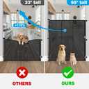 Reinforced 65" Extra Tall Pet Gate for Doorway, Jump-Resistant & Prevent Crawling Underneath Retractable Baby Gates Extra Tall, 0-55" W Retractable Dog Gate for Pet, Dogs, Cats, Puppies, Babies, Black