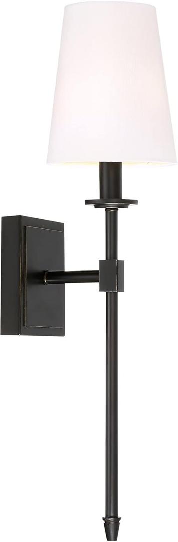 Kira Home Torche 20" Wall Sconce/Wall Light + Linen Shade, Oil-Rubbed Bronze Finish
