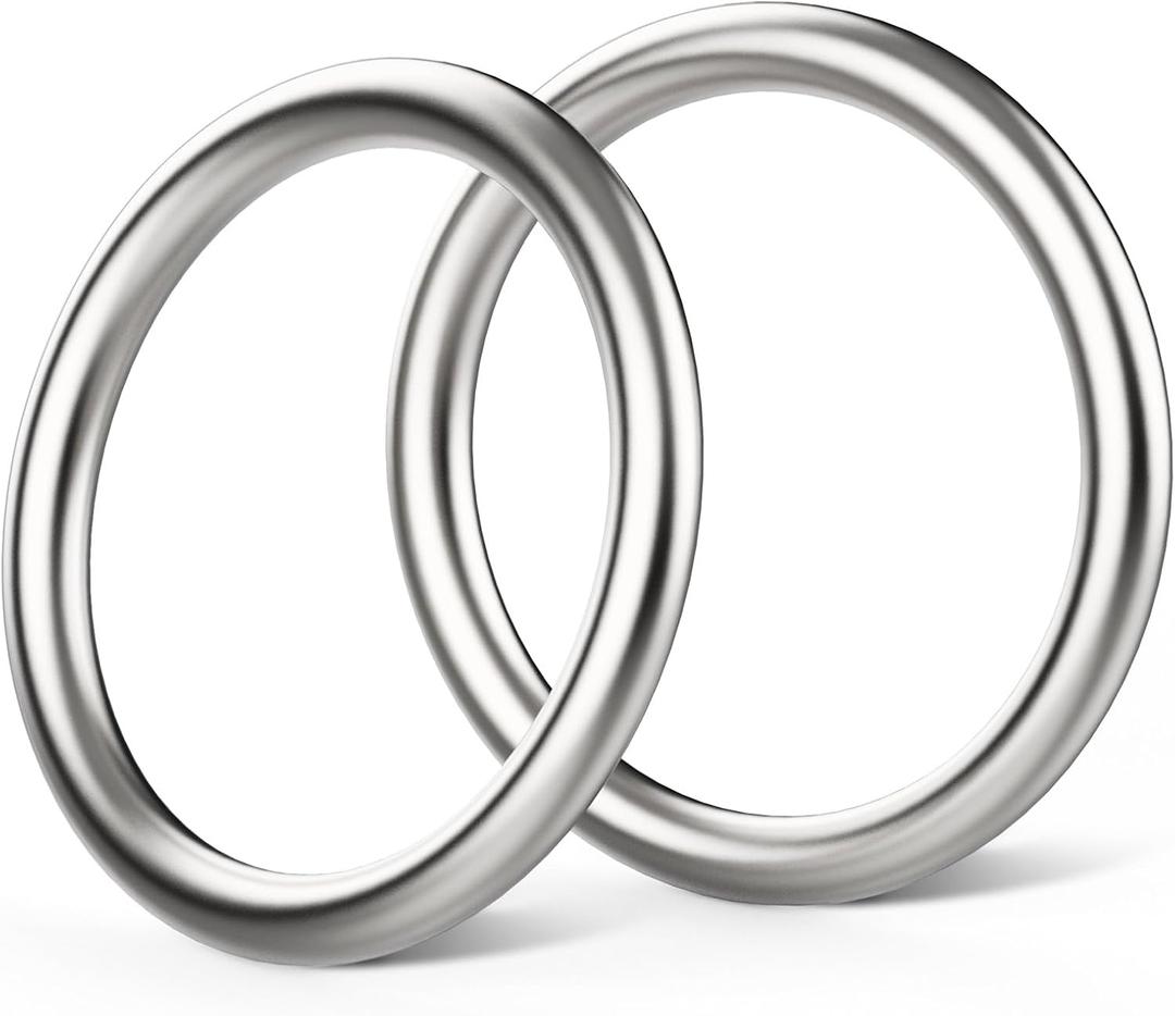 Hotop Metal O Ring Seamless 304 Stainless Steel Rings Welded Multi-Purpose Smooth Round Ring for Hanging Flower Basket Crafts(2 Pcs,3 Inches)