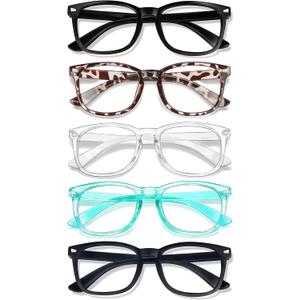 CHEERS DEVICES Reading Glasses for Women Men, Eyeglasses, Blue Light Readers for Men Women, Computer Eye Glasses, Cheaters - 5 Pair (0.75) (5 Pack Mix Color)